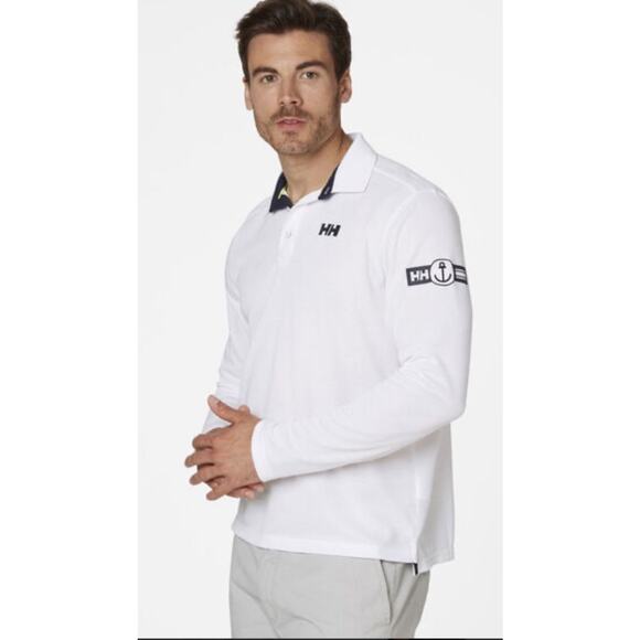 Helly Hansen Men’s Skagen Quickdry Rugger Rugby Polo Shirt - Large White Sailing - Picture 1 of 13